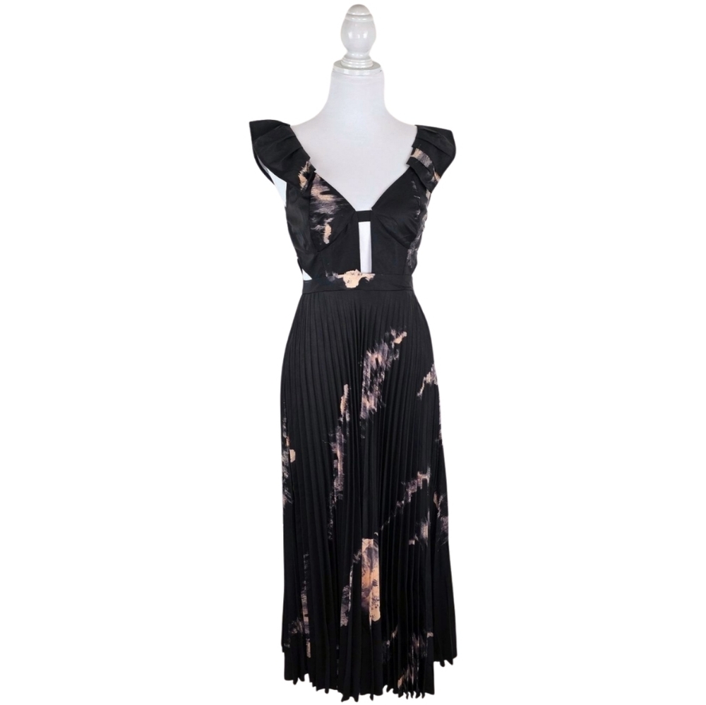 Shein Dress Pleated Black White Cream Beige Women Size Small Maxi